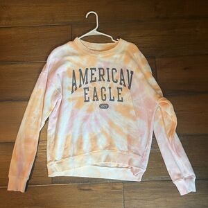 American Eagle Orange and Pink Tie Dye Crewneck